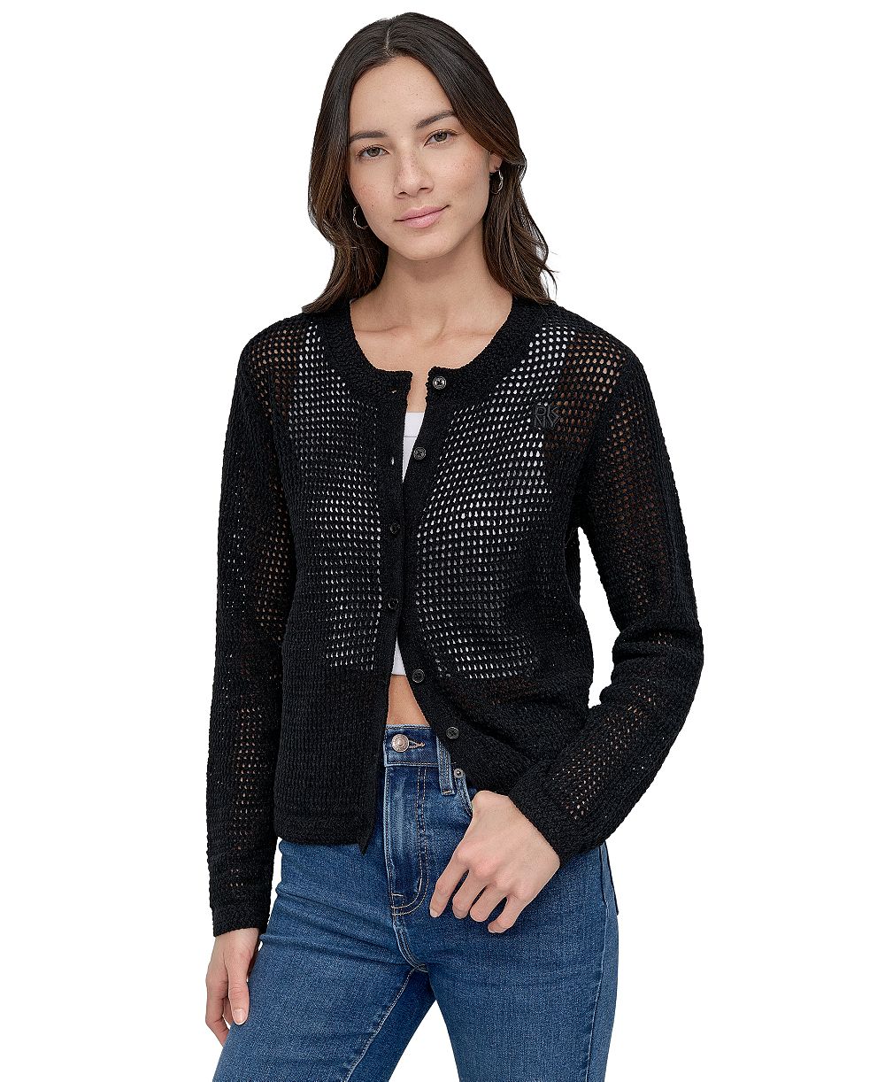DKNY Jeans Women's Baby Chenille Open-Stitch Long-Sleeve Cardigan