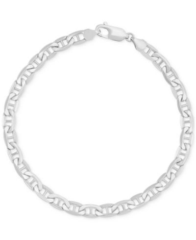 Браслет Italian Gold из белого золота 14k, полированная звенья Mariner Link 8.5" (5.5mm)