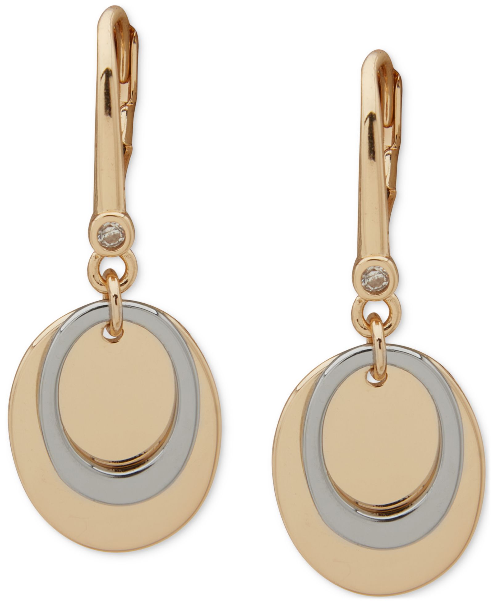 Серьги-подвески DKNY Two-Tone Oval Crystal