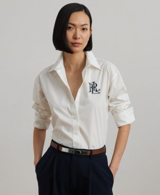 Lauren Ralph Lauren Petite Relaxed Fit Stretch Cotton Shirt