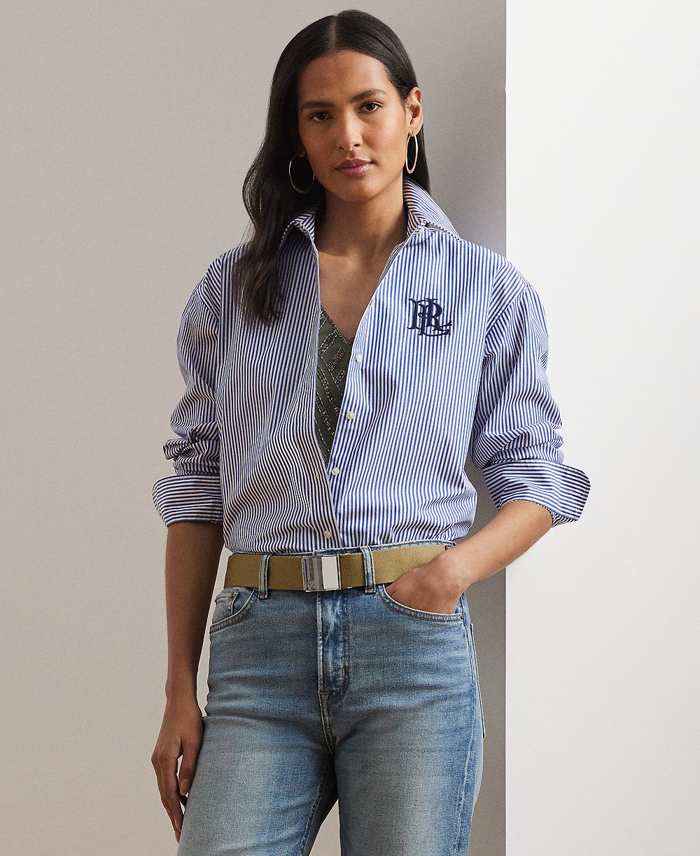 Женская рубашка Lauren Ralph Lauren Petite Relaxed Fit Stretch Cotton