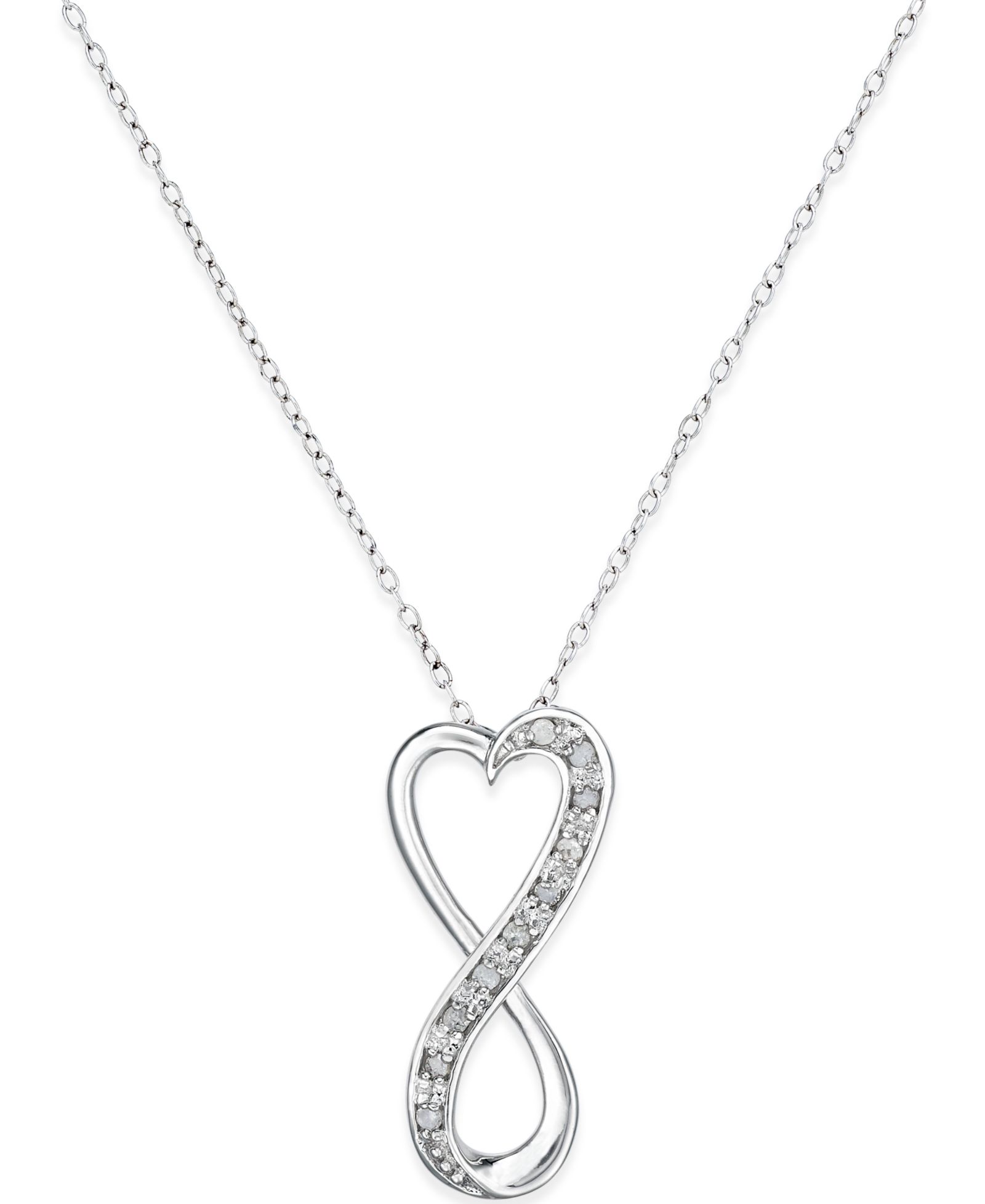 Подвеска Diamond Infinity Heart 18" Pendant Necklace в Sterling Silver (1/10 ct. t.w.)