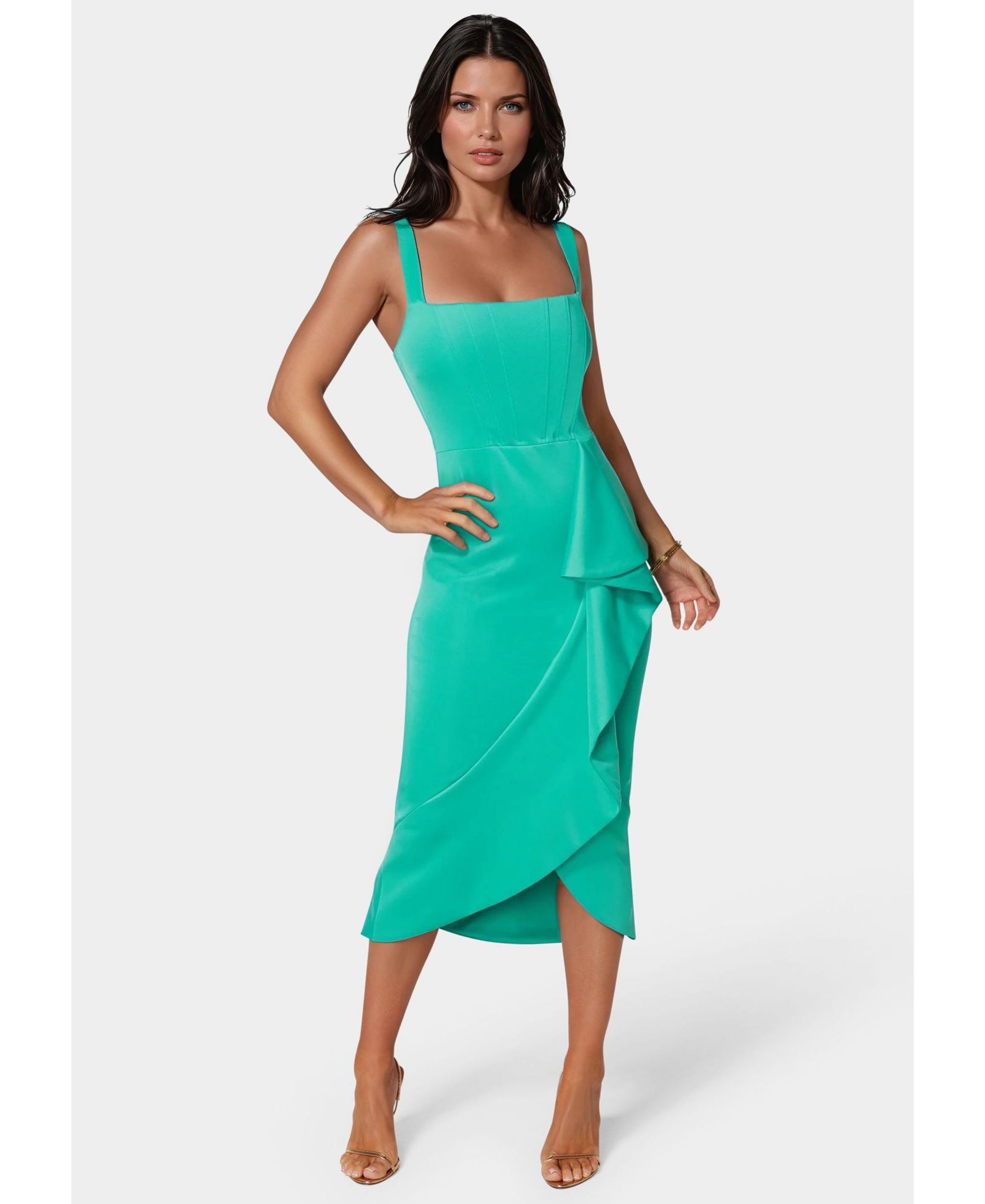 Женское платье Bebe Scuba Bustier Ruffle Wrap