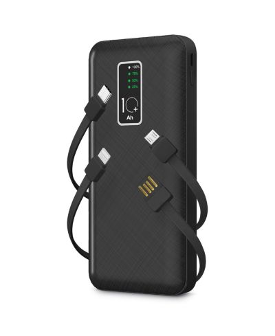 Внешний аккумулятор GabbaGoods 10,000mAh с LCD дисплеем и кабелями