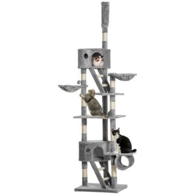 PawHut Floor to Ceiling Cat Tree, 94.5"-102.5" Adjustable Height Cat Tower