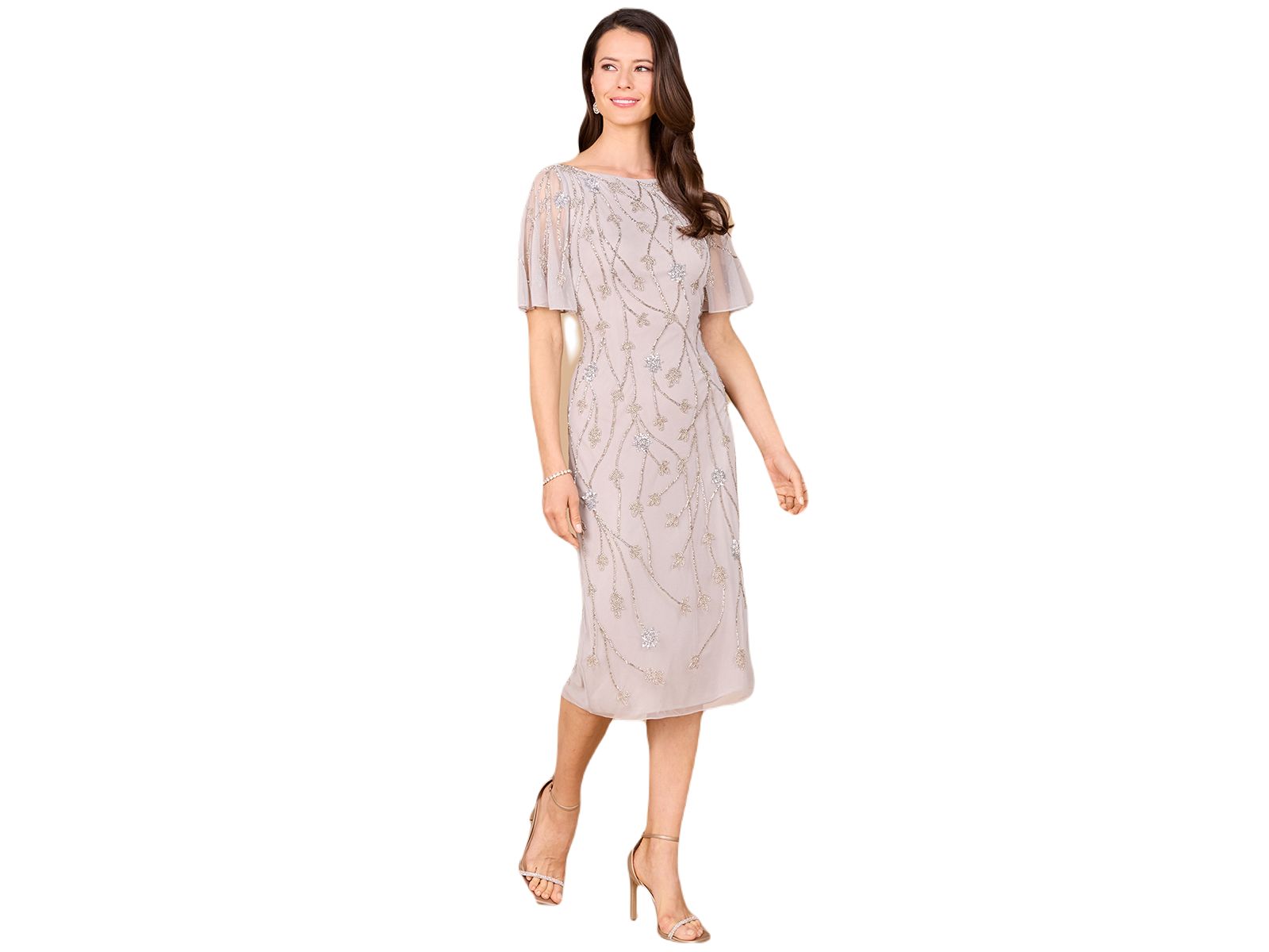 Женское платье-миди Lara Beaded Midi Dress with Cape Sleeves