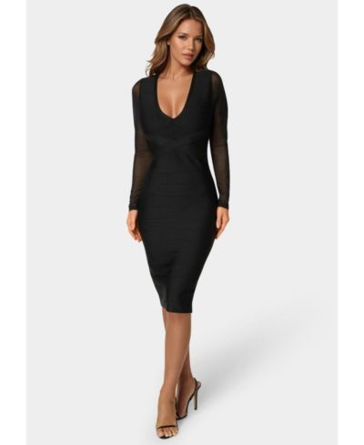 Женское платье Bebe V-Neck Bandage с иллюзорными рукавами
