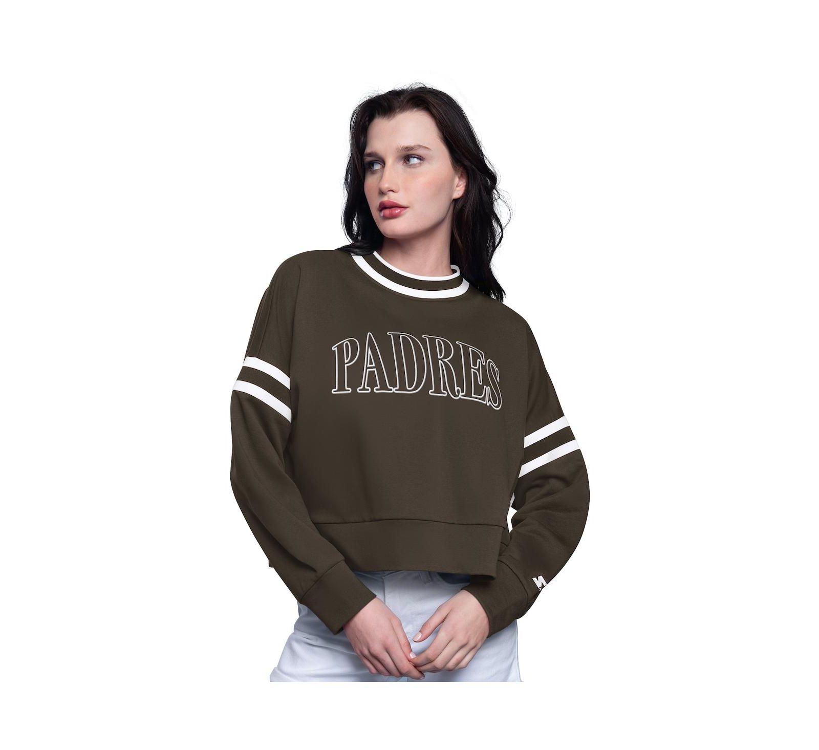 Starter свитшот женский Brown San Diego Padres Power Play Cropped Pullover