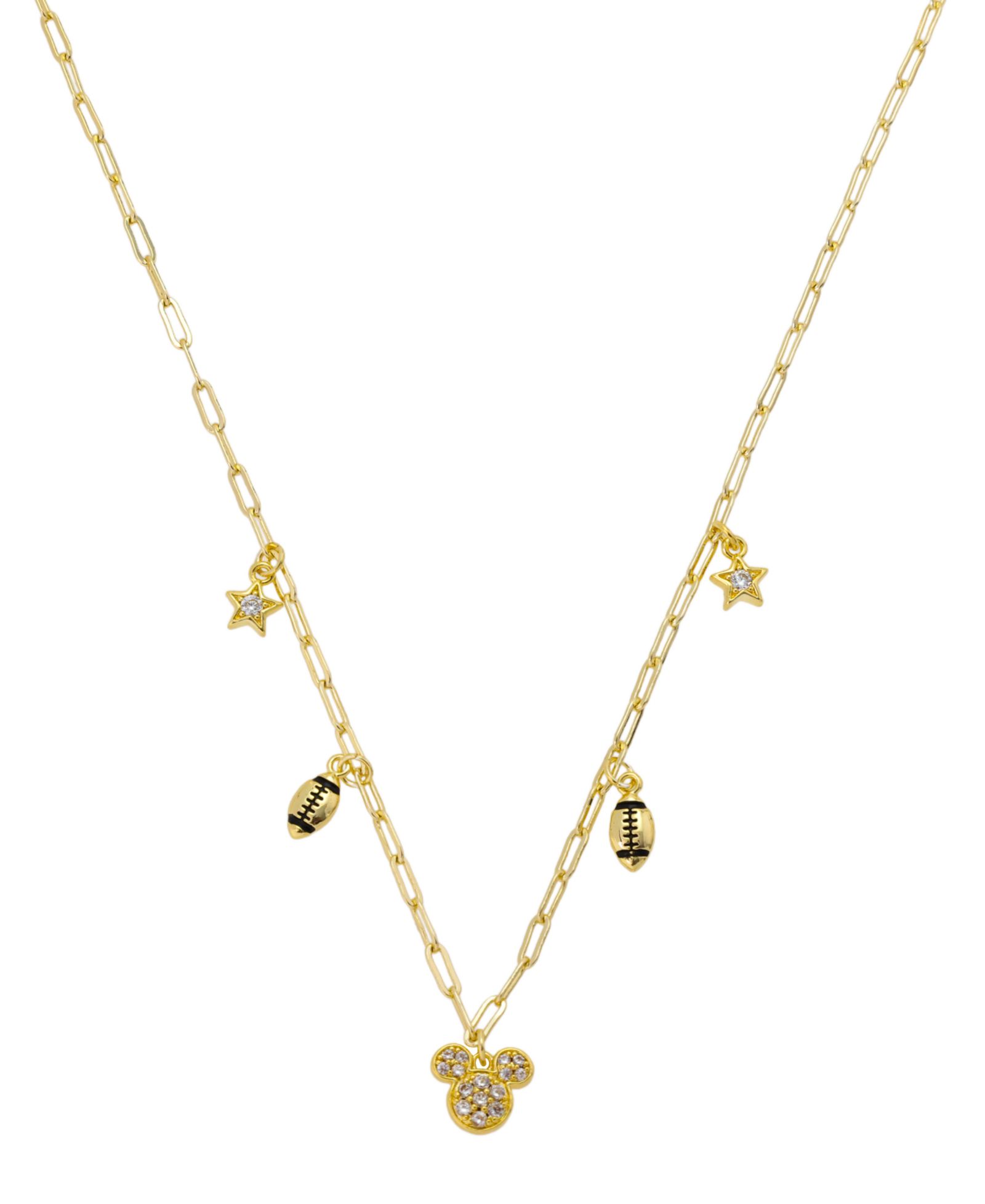Подвеска Disney Cubic Zirconia Mickey Mouse Football Charm Necklace