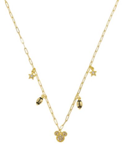 Подвеска Disney Cubic Zirconia Mickey Mouse Football Charm Necklace