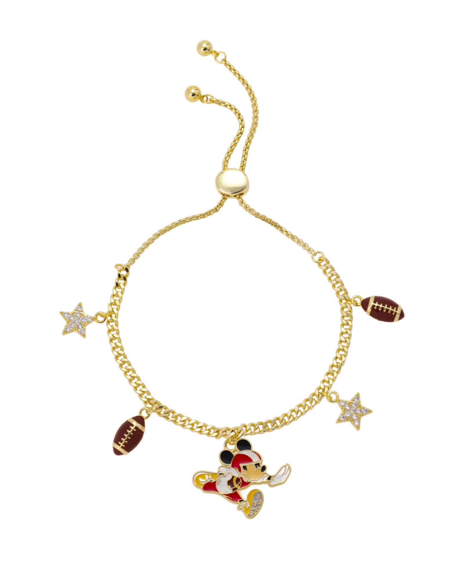 Disney браслет Bolo с подвеской Mickey Mouse из фианитов, футбольный шарм