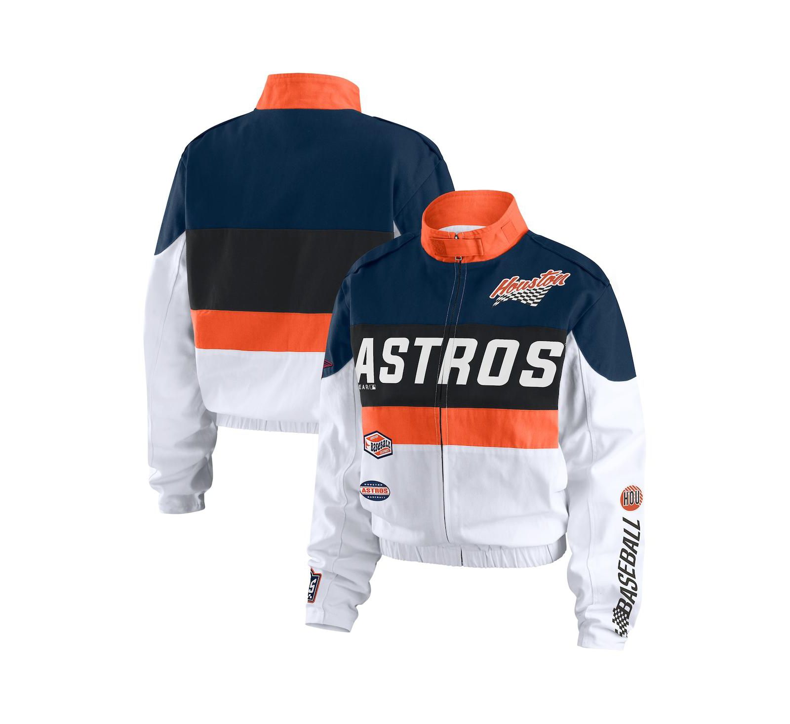 WEAR by Erin Andrews Women's Orange/White Houston Astros Racing Full-Zip Jacket