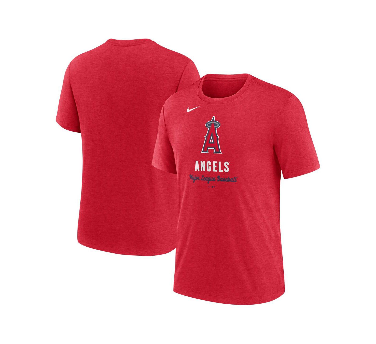Мужская футболка Nike Los Angeles Angels Logo Tri-Blend, красный меланж