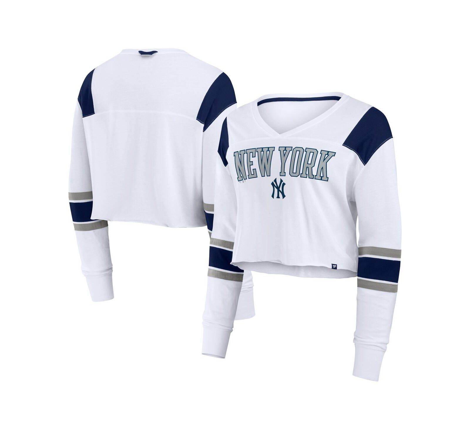 Fanatics женская футболка New York Yankees, укороченная, длинный рукав, белая