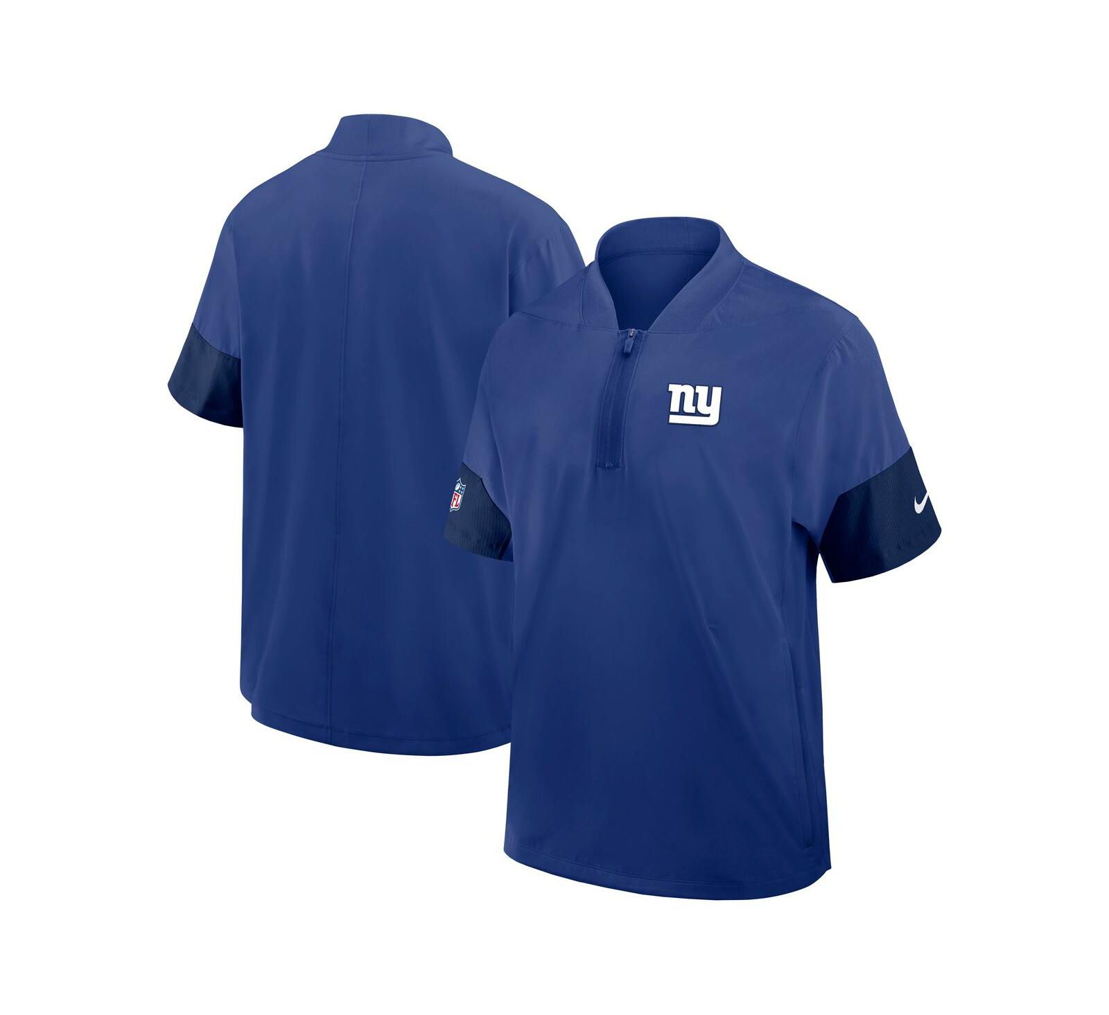 Nike Men's Royal New York Giants Sideline Short Sleeve Quarter-Zip Coach Jacket