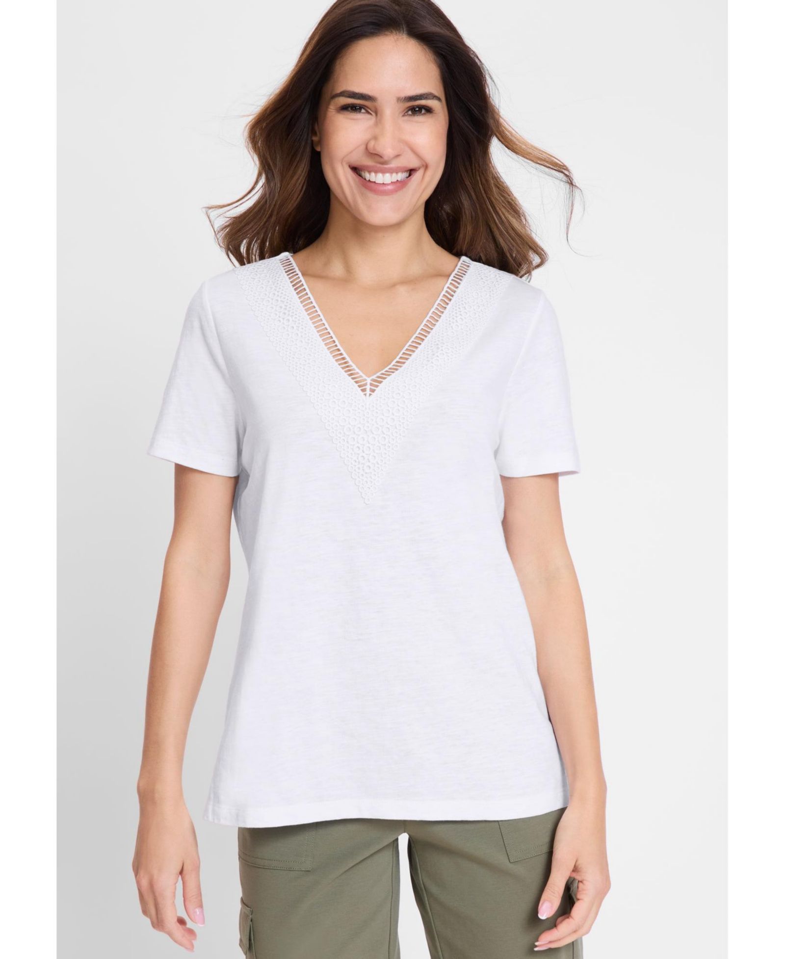 Женская футболка Olsen Modern Eyelet V-Neck