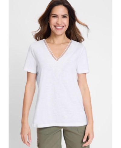 Женская футболка Olsen Modern Eyelet V-Neck