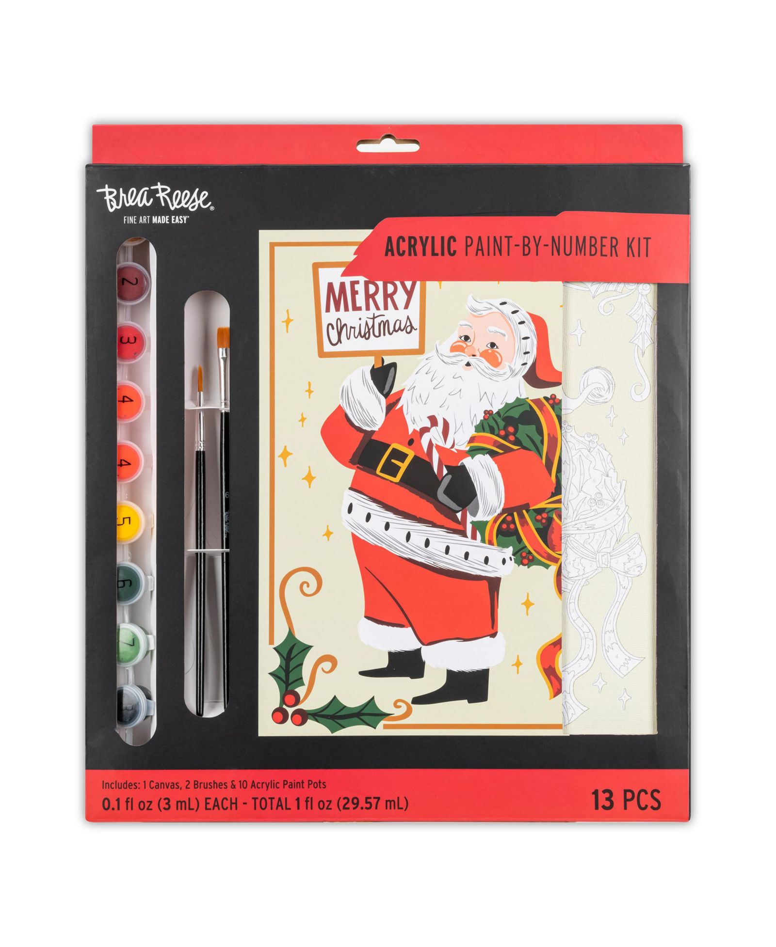 Набор для рисования по номерам Brea Reese Acrylic Paint-By-Number Kit - Santa