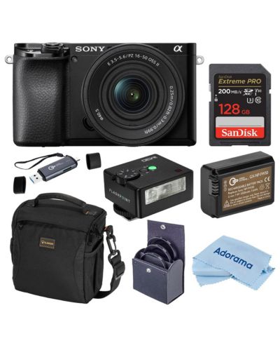 Sony Alpha a6100 беззеркальная камера с объективом 16-50mm f/3.5-5.6, комплект с аккумулятором NP-FW50, набором фильтров и салфеткой