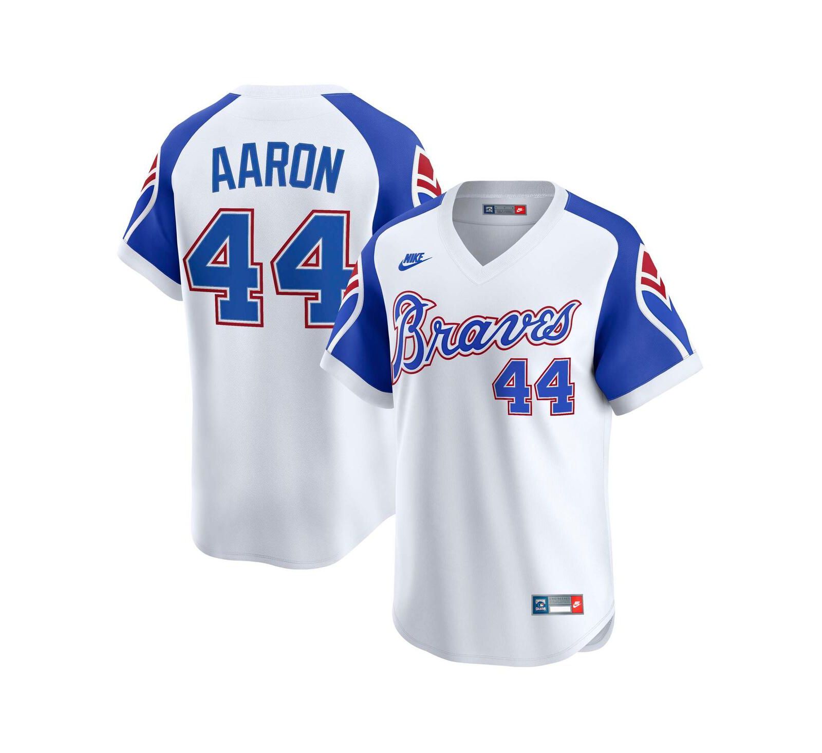 Nike Men's Hank Aaron White Atlanta Braves Throwback Cooperstown Collection Limited Jersey