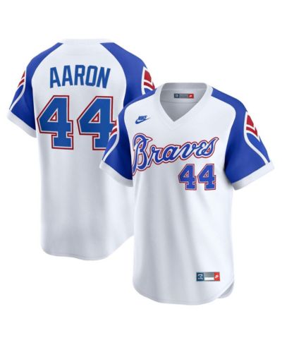 Джерси Nike Men's Hank Aaron White Atlanta Braves Throwback Cooperstown Collection Limited