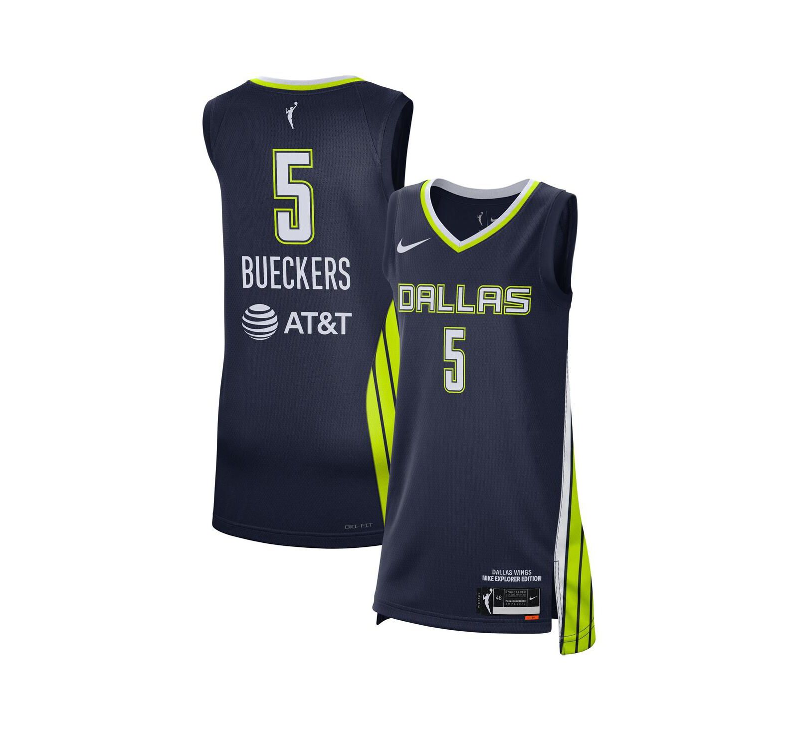 Nike мужская и женская игровая джерси Paige Bueckers Navy Dallas Wings 2025 WNBA Draft Explorer Edition Victory