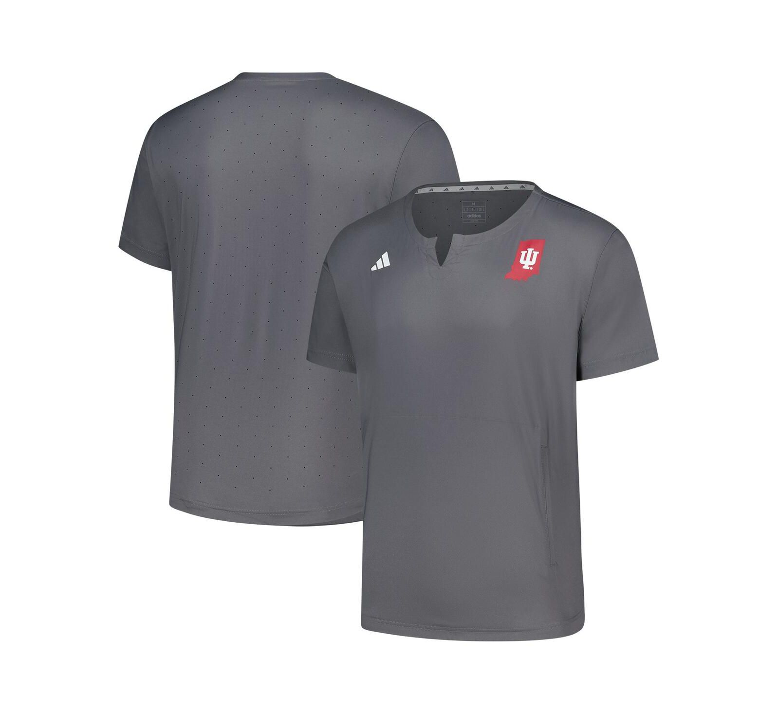 Adidas Men's Gray Indiana Hoosiers Dugout Coaches Adizero Notch Neck Pullover T-Shirt