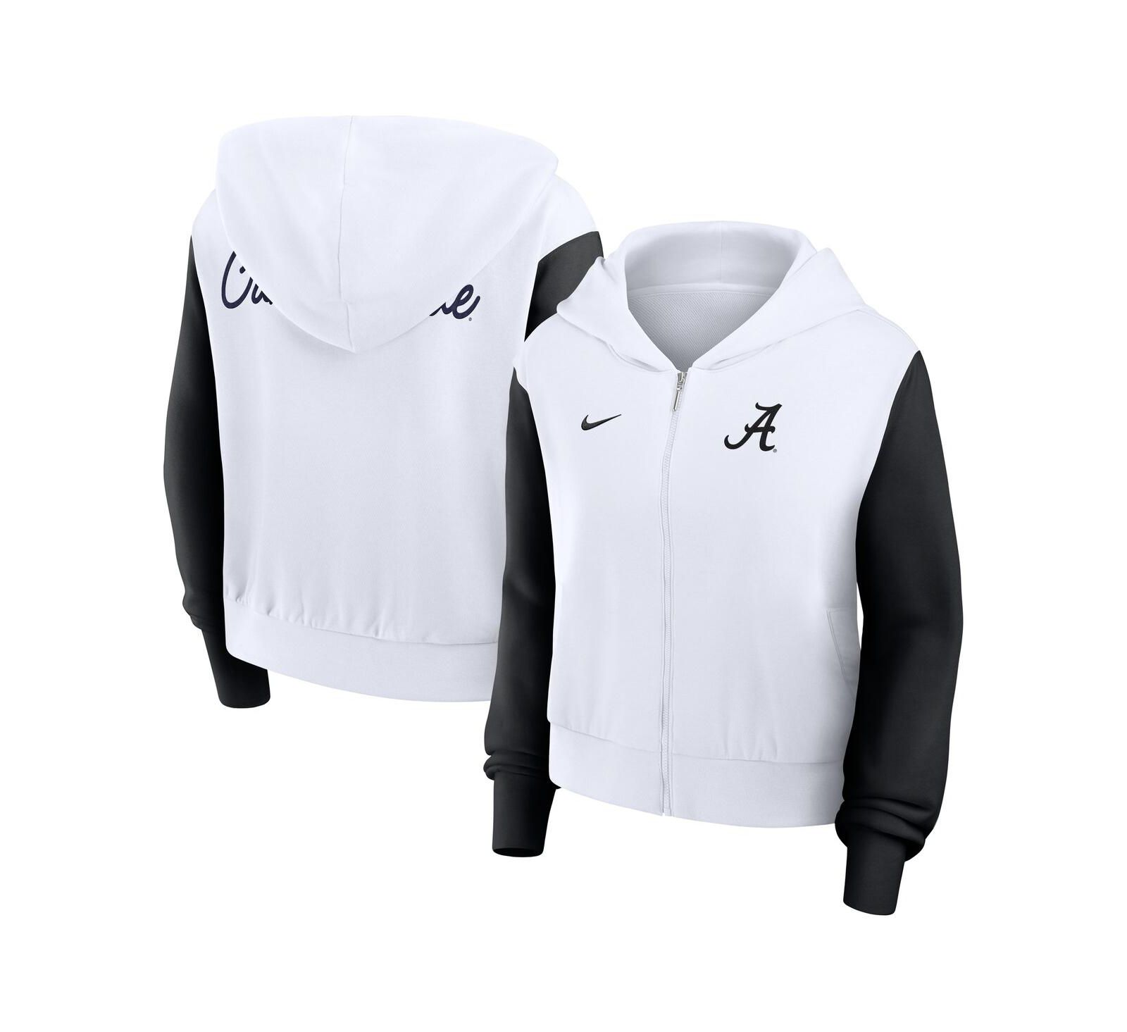 Женская худи Nike White Alabama Crimson Tide Cropped Beyond Capability Color-Block Full-Zip