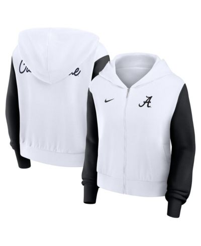 Nike Women's White Alabama Crimson Tide Cropped Beyond Capability Color-Block Script Full-Zip Hoodie