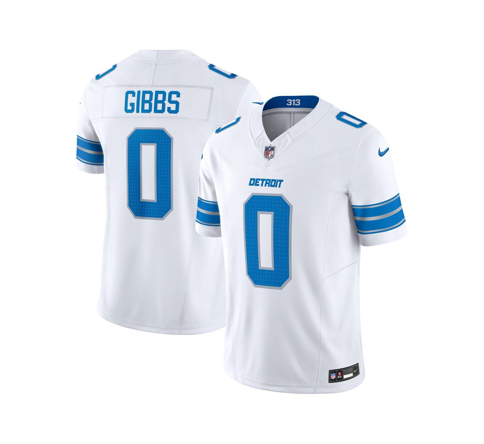 Nike Мужская джерси Jahmyr Gibbs Detroit Lions Vapor F.U.S.E. Limited, белая