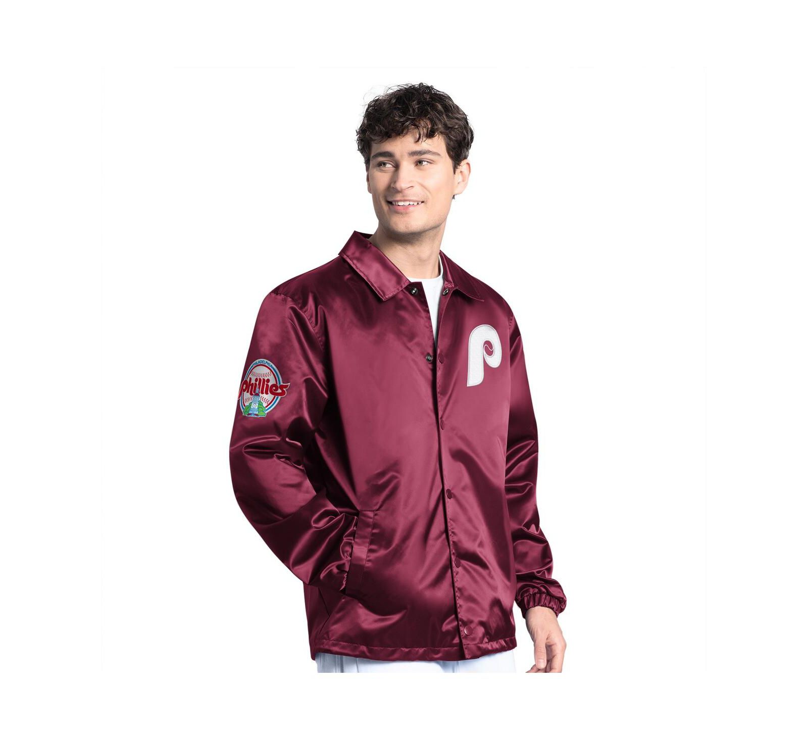 Starter Мужская куртка Philadelphia Phillies Cooperstown Collection Point Man Full-Snap Coaches Jacket