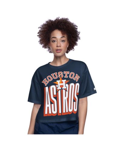 Starter Women's Navy Houston Astros Play the Ball Boxy Cropped T-Shirt