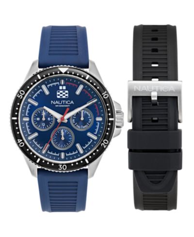 Мужской комплект часов Nautica Analog Blue Silicone, 46mm