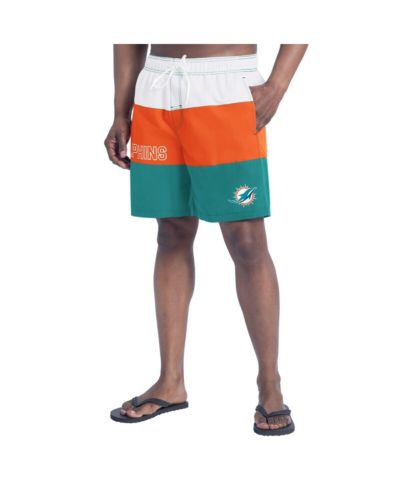 G-III Sports by Carl Banks Men's Aqua/Orange Miami Dolphins Sunrise Volley Swim Shorts