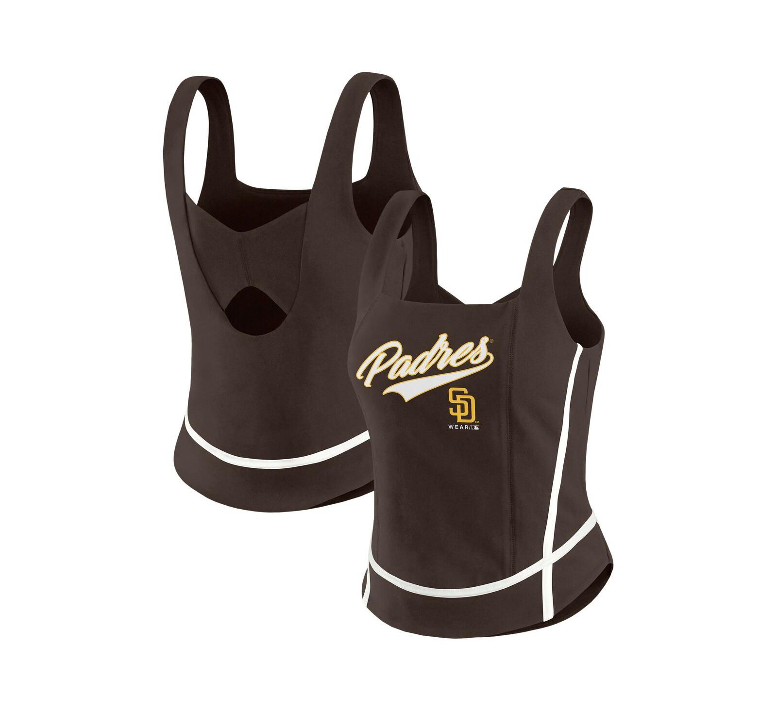Женский топ WEAR by Erin Andrews Brown San Diego Padres Square Neck Tank Top