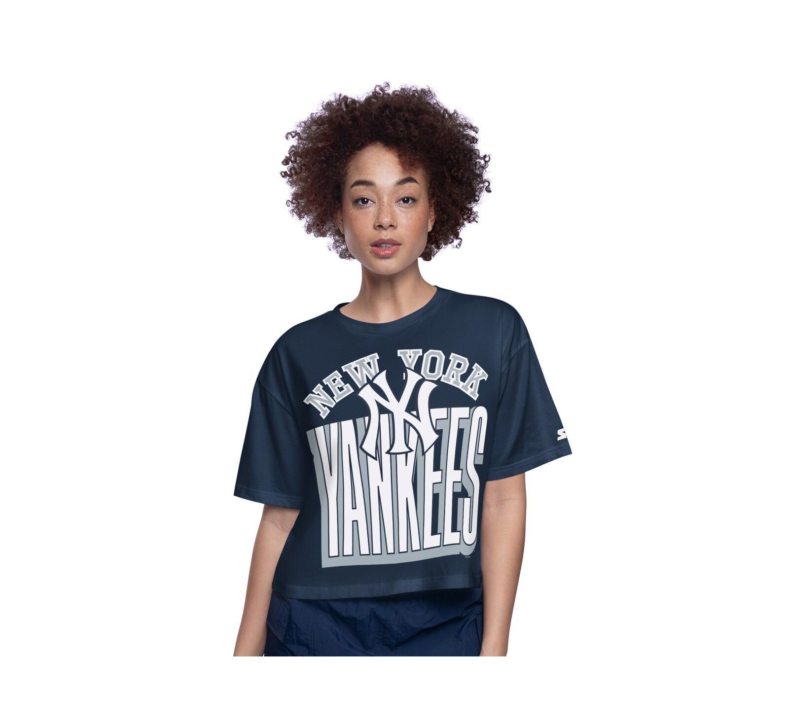 Starter Women's Navy New York Yankees Play the Ball Boxy Cropped T-Shirt