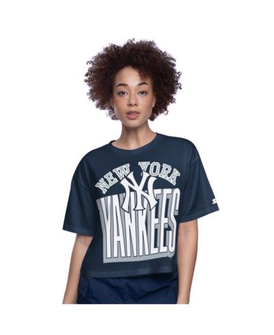 Женская укороченная футболка Starter New York Yankees Play the Ball Boxy цвета Navy