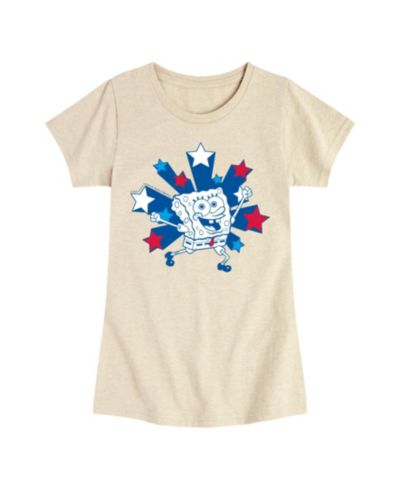 Hybrid Apparel Big Girls Sponge Bob Square Pants Americana Stars Graphic T-Shirt