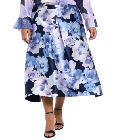 Muse Plus Size Floral-Print Pleated Skirt