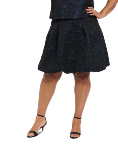 Muse Plus Size Floral Jacquard Bubble Skirt