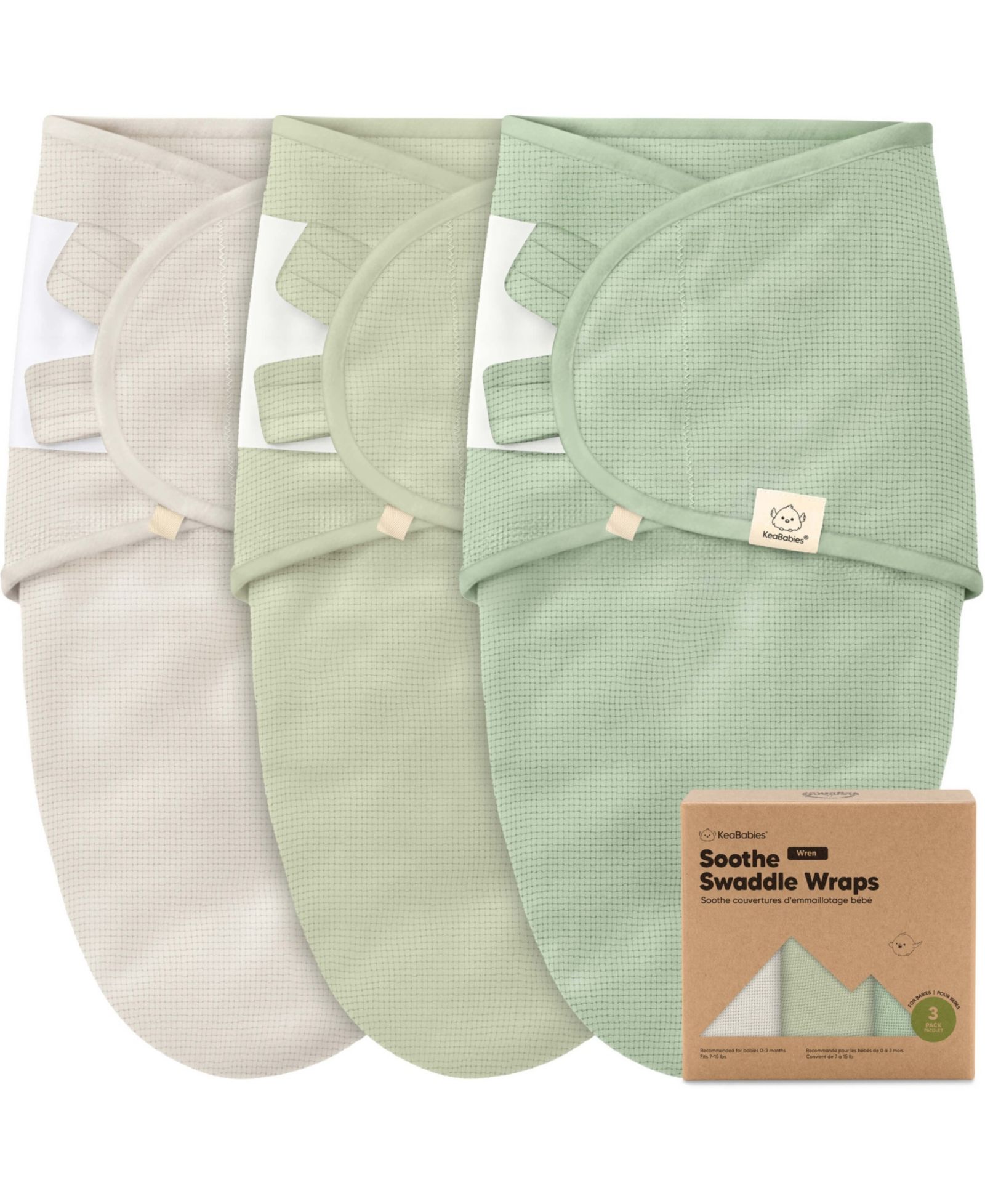 KeaBabies 3pk Soothe Wren Swaddle Sleep Sacks, Organic Newborn Swaddles Wrap 0-3 Months, Soft Baby Wearable Blanket