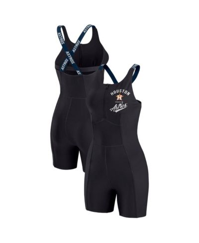 WEAR by Erin Andrews Women's Black Houston Astros Bodycon Quarter-Zip Romper