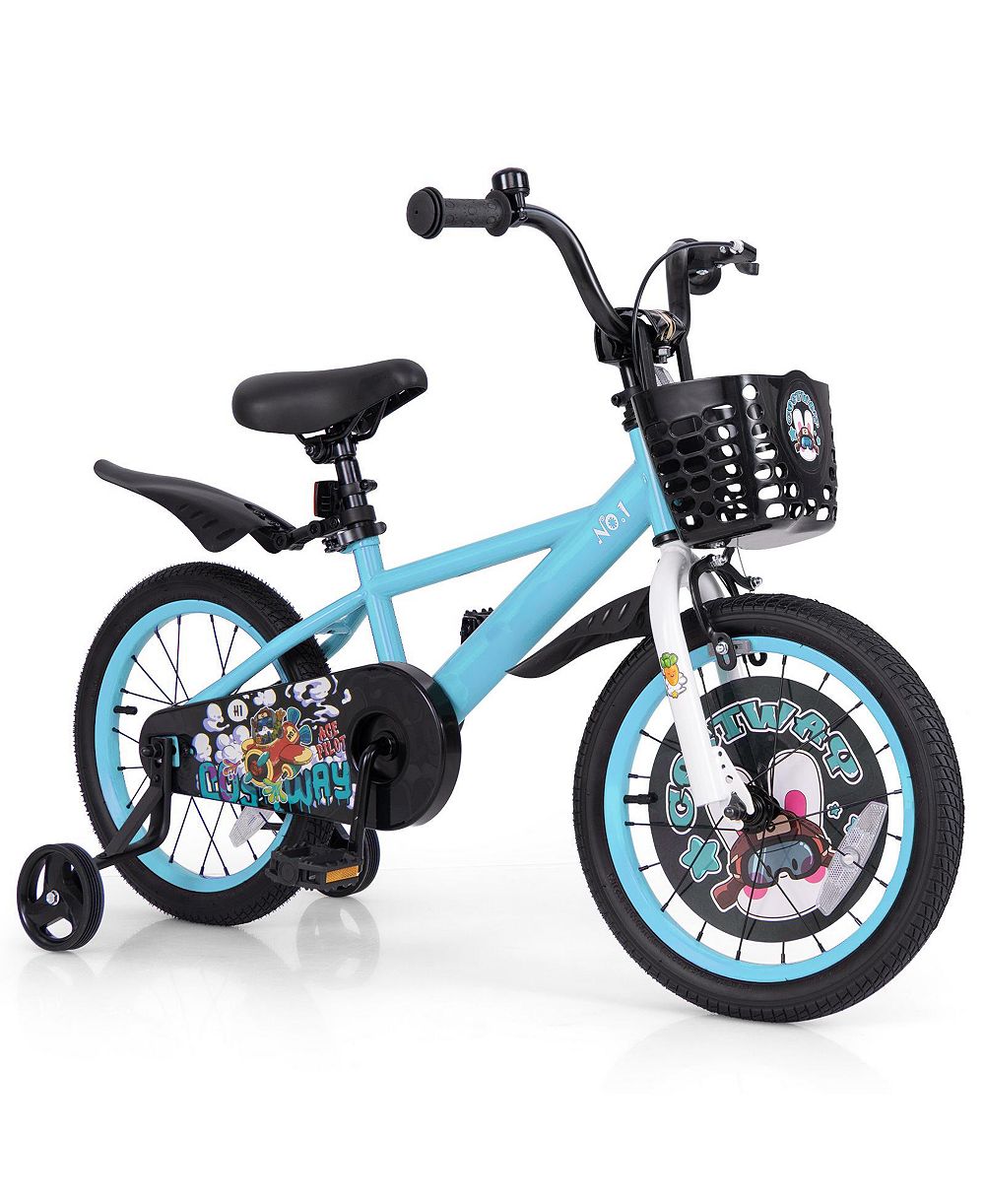 Детский велосипед Mecale 16 Inch с корзиной и двойным тормозом для детей 4-8 лет