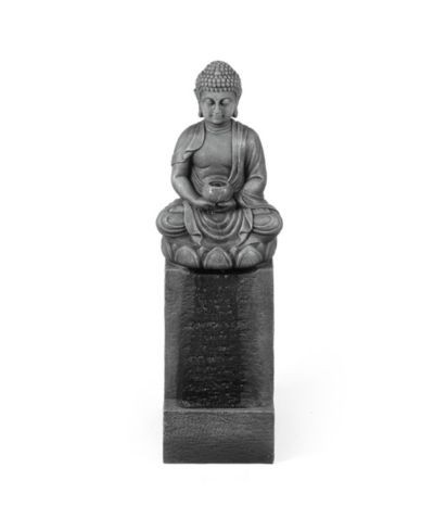 LuxenHome уличный фонтан из смолы с подсветкой Meditating Buddha on Column