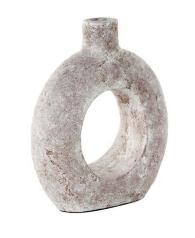 Rosemary Lane 12" Antique Style Donut Textured Ceramic Vase