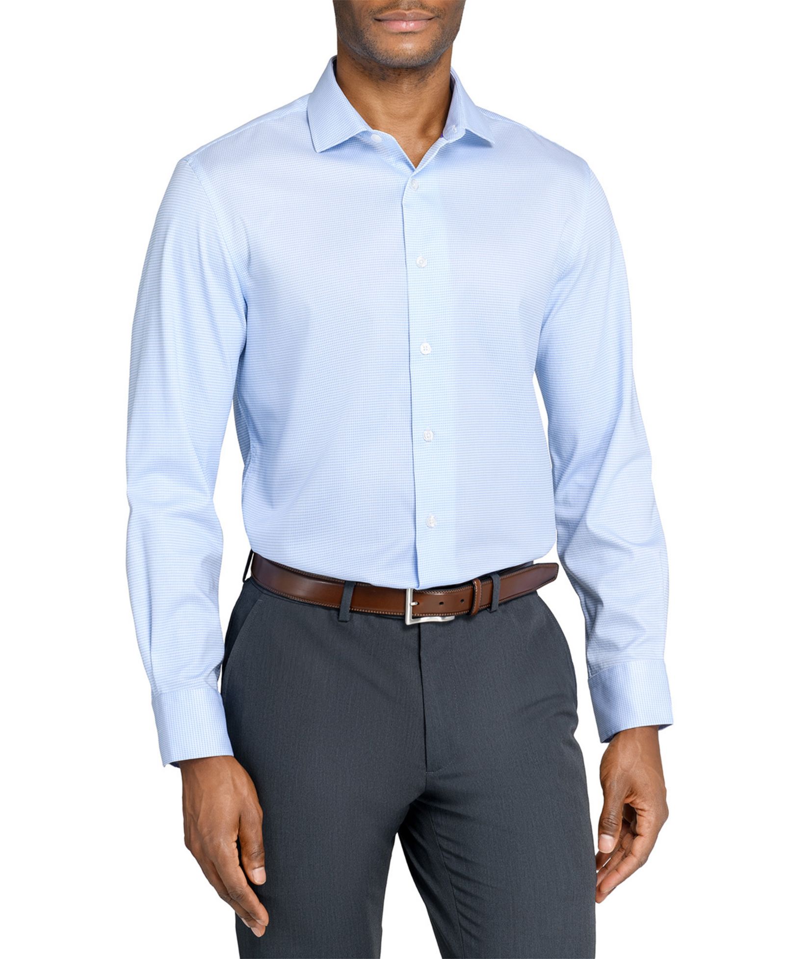 Мужская рубашка MICHELSONS OF LONDON Houndstooth Hybrid Slim Fit Easy Care Long Sleeve