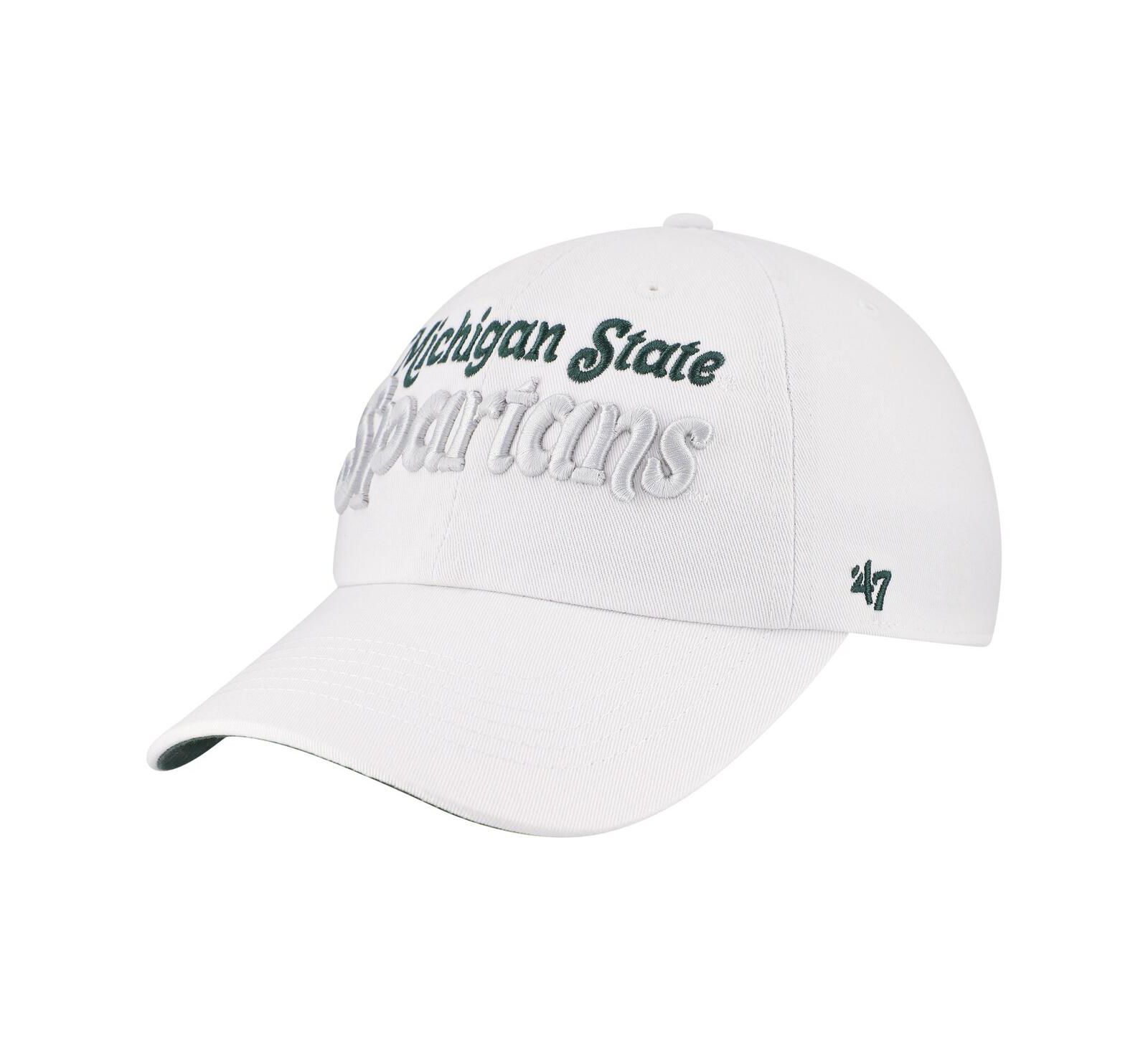 Женская белая кепка '47 Brand Michigan State Spartans Pensacola Clean Up с регулировкой
