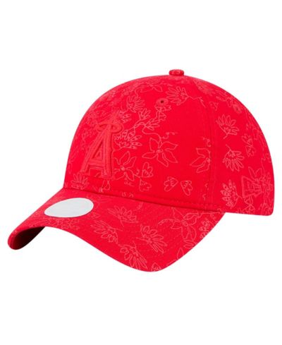 Женская регулируемая кепка New Era Los Angeles Angels Tonal Floral 9TWENTY красная