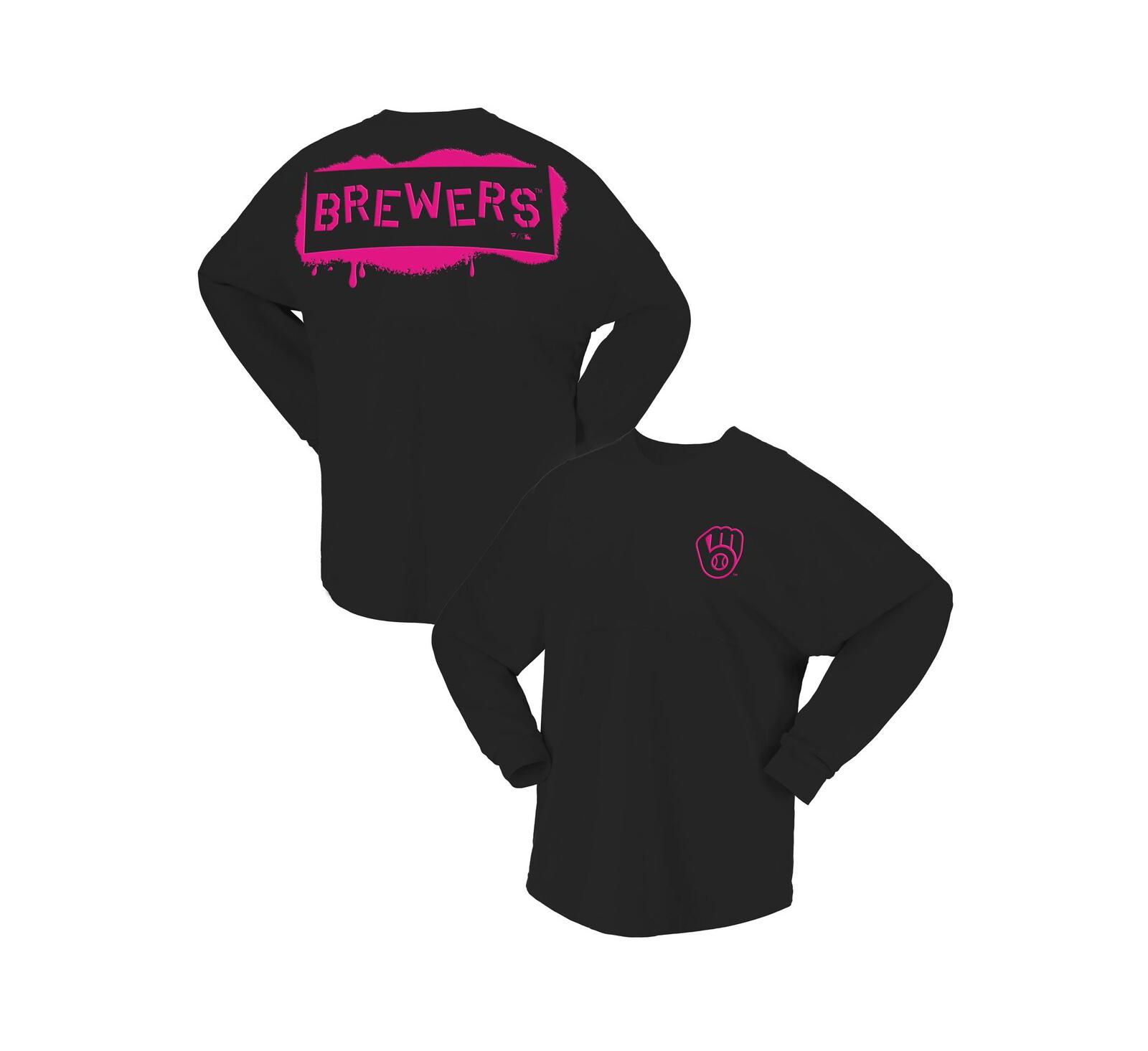 Fanatics женская футболка с длинным рукавом Milwaukee Brewers Neon черного цвета