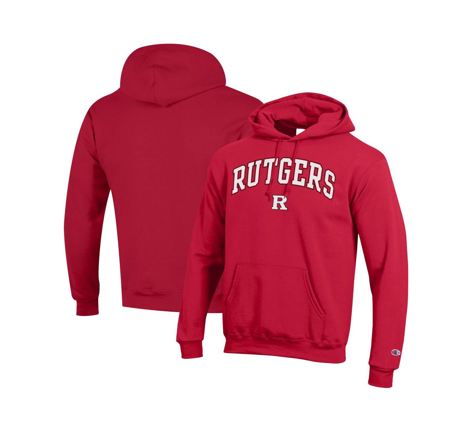 Champion Мужское флисовое худи с логотипом Rutgers Scarlet Knights, алый цвет